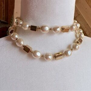 Vintage Napier Elegant Pearl Gold Necklace can be doubled